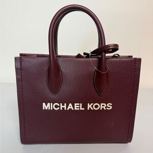 Michael Kors Mirella Small Leather Shopper Top Zip Crossbody Messenger Bag